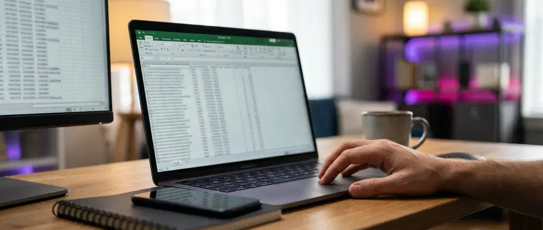 Planilha de comissões aberta no laptop, pronta para importar