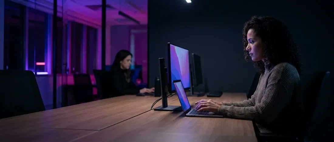 Time de produto trabalhando no escritório